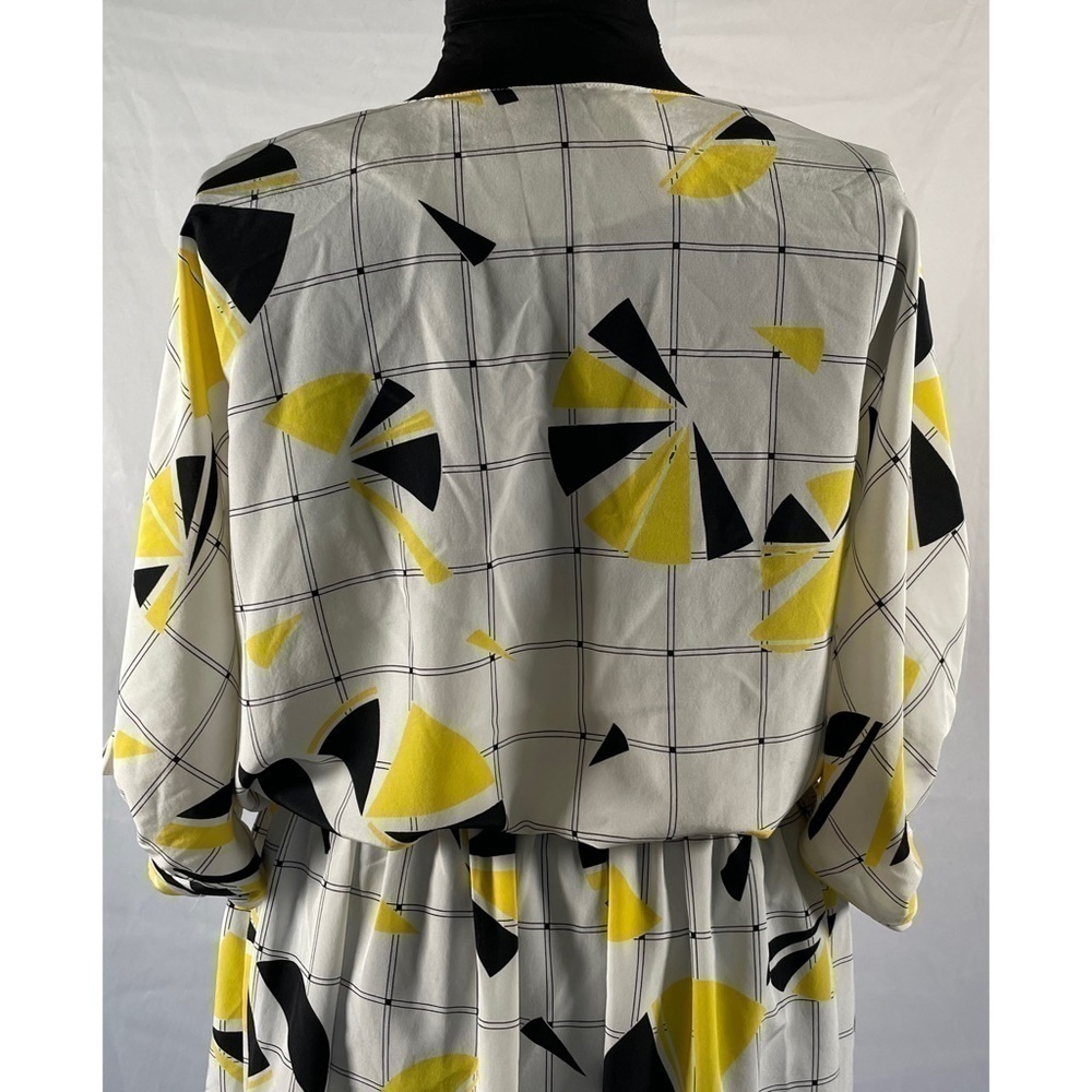 80’s Vintage ‘Kasper for A.S.L.’ Geometric Print Multicolor Midi Dress - Picture 10 of 11